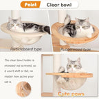 Wood Cat Tree for Large Cat, 57-Inch Tall Cat Tower with Scratching Post for Indoor Cats, Multi-Level Cat Condo with Hand-Woven Cat Bed and Acrylic Bowl Easy to Clean