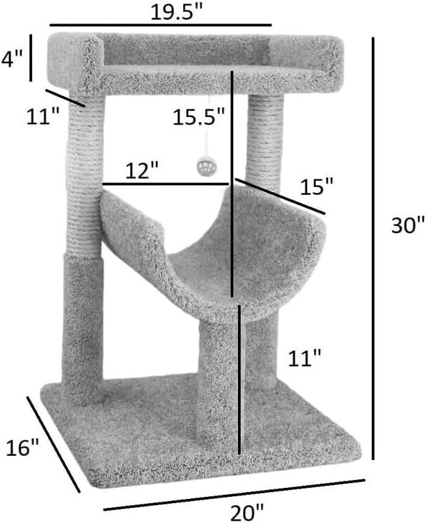 Cat Tree Perch for Large Cats - Durable Cat Play Tower Dark Gray