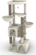 Globlazer 64in Cat Tree, Multi-Level Cat Tower for Large Cat, Corner cat Tree with Scratching Post, cat Condos for Indoor Cats, C64, Beige
