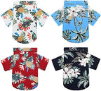 Weewooday 4 Pieces Small Pet Summer T-Shirts Hawaii Style Floral Pet Dog Shirt Breathable Cool Clothes Beach Seaside Puppy Sweatshirt for Puppy(Cute Style,Large)