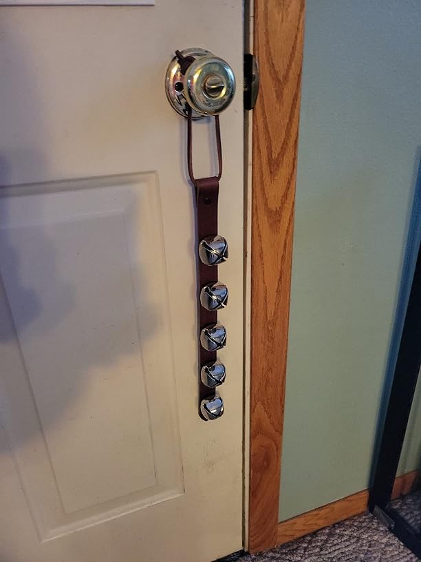 Warner Arctic Sleigh Bells Decorative Leather Strap Door Bells USA (15" with 5 Bells, Black Leather with Silver Bells)