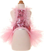 Fashion Sweet Puppy Dog Blingbling Princess Skirt Pet Dog Lace Cake Camisole Tutu Dress Pink Large