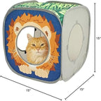 Kitty City Safari Jungle Pop-Up Cat Cube, Collapsible Indoor Cat Hideout & Play Cube with Peekaboo Openings, Easy Storage, 15” x 15” x 15”