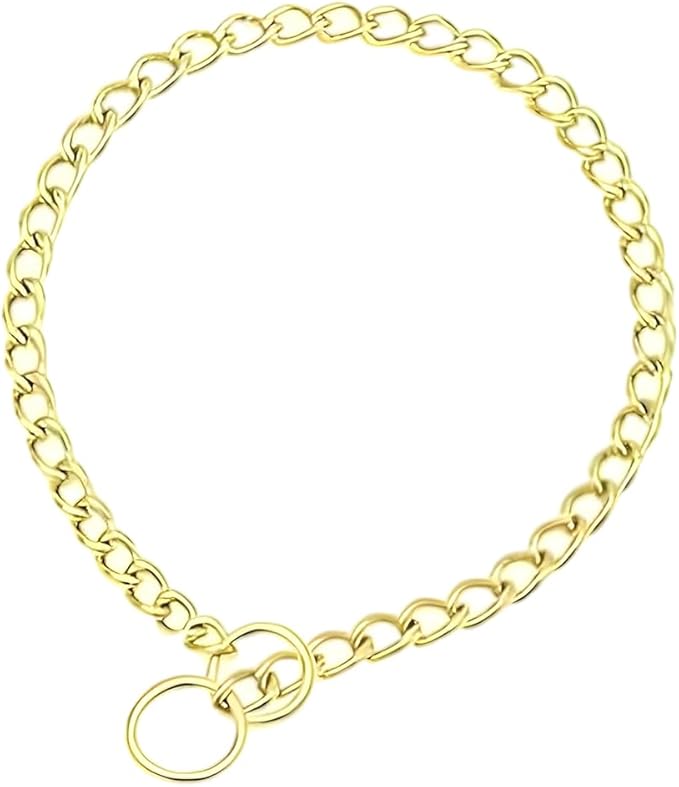 Metal Choker Collar for Large Dogs Training Slip Link Dog Chain Collars Heavy Duty Martingale Collars for XXS XS Small Medium Large Breed Pets Boys Girls, Gold XL