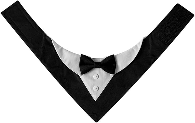 Dog Tuxedo Collar with Bow Tie – Adjustable Wedding Dog Collar Bandana for Small, Medium & Large Dogs – Formal Pet Attire for Weddings & Special Occasions