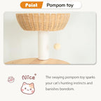 Wood Cat Tree for Large Cat, 57-Inch Tall Cat Tower with Scratching Post for Indoor Cats, Multi-Level Cat Condo with Hand-Woven Cat Bed and Acrylic Bowl Easy to Clean