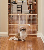 MidWest Homes for Pets Wire Mesh Pet Safety Gate, Dog Gate Expands From 29 - 40.5 Inches Wide, 24 inches Tall, Wood, Powder Coated Wire