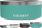 Coldest Dog Bowl - Anti Rust Metal, Non Slip, 3 Layers Insulated Stainless Steel Dog Bowls - Spill Proof & Heavy Duty - Water Bowl for Dogs, Cats & Pets, Dish Washer Safe (100 oz, Terraform Green)