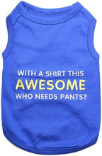 Parisian Pet Dog Tshirt - Embroidered “ Awesome “ Dog Shirt - Pure Cotton and Lightweight Dog Clothes - Blue Sleeveless Pet Tee Shirts - Cute Puppy Clothes - Pet Shirts for Large Dogs Boy - XL