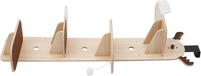 Cat Climbing Frame, 4 Tier Door Mounted Cat Tree, Sisal Scratching Board, Multi Level Cat Condo, Space Saving Elk Shaped Cat Shelf, Door Hanger with Plush Ball Toy