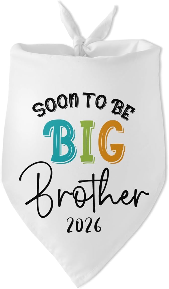 Soon to Be Big Brother 2026 Dog Bandanas Pregnancy Announcement Big Brother White Pet Apparel Bandana Gender Reveal Photo Prop Accessories for Dog Lovers Owner Gift