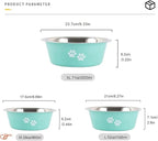 Stainless Steel Dog Bowls 2 Pack Small Medium Dogs Feeding Food Water Bowl with Non-Slip Silicone Sole, Stainless Steel Dog Dishes Elevated Raised Pet Feeder(Green+Grey, M(3.6 Cups)