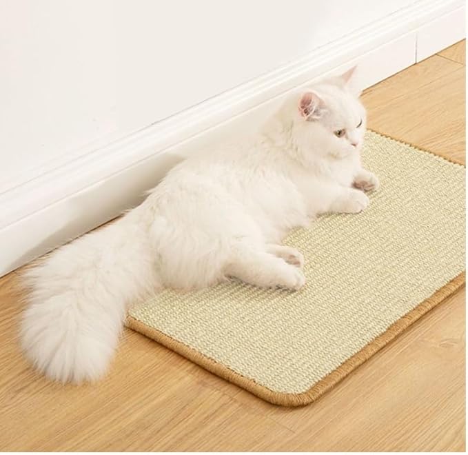 Plus Size Cat Scratching Mat Pastable Natural Sisal Grinding Claws Mat and Anti-Slip Carpet for Cat Grinding Claws and Furniture Protecting Carpet Sofas (40 * 60cm)