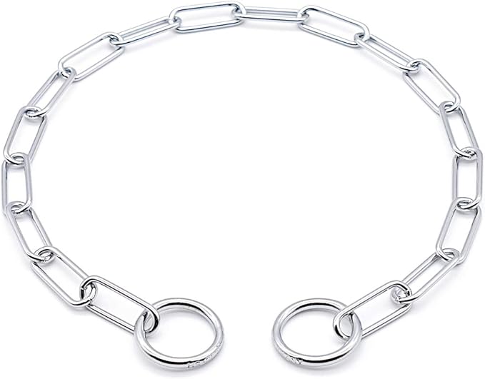 Herm Sprenger - Chrome Plated Steel Fur Saver Dog Collar - Long Link - Professional Training Collar for Small Petite Dogs - Puppy Collar - Correction Slip Chain - Made in Germany (16 inches (40 cm))