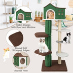 5 Level Cat Tree, Cat Climbing Frame Cat Apartment with Cushions, Anti-Tipping Settings