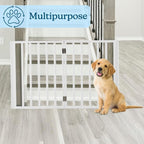 Indoor Pet Gate - 4-Panel Folding Dog Gate for Stairs or Doorways - 73x24-Inch Freestanding Pet Fence for Cats and Dogs by PETMAKER (White)