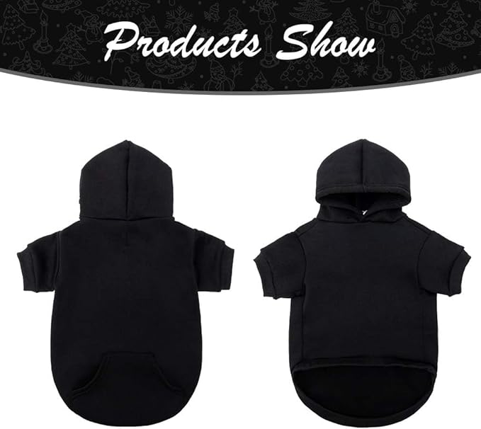KOOLTAIL Dog Hoodie for Large Medium Small Dogs, Soft and Warm Pet Sweater with Leash Hole and Pocket Boy Girl, Puppy Fall Winter Jacket Clothes, French Pitbull Cold Weather Coat Sweatshirt, Black SM