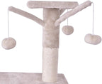S AFSTAR 56 Inch Cat Tree Tower Condo, Multi-Level Cat Furniture Activity Center with Cat Scratching Posts, Climbing Ladder, Round House Cat Condo for Kittens Kitty Pet (Beige)