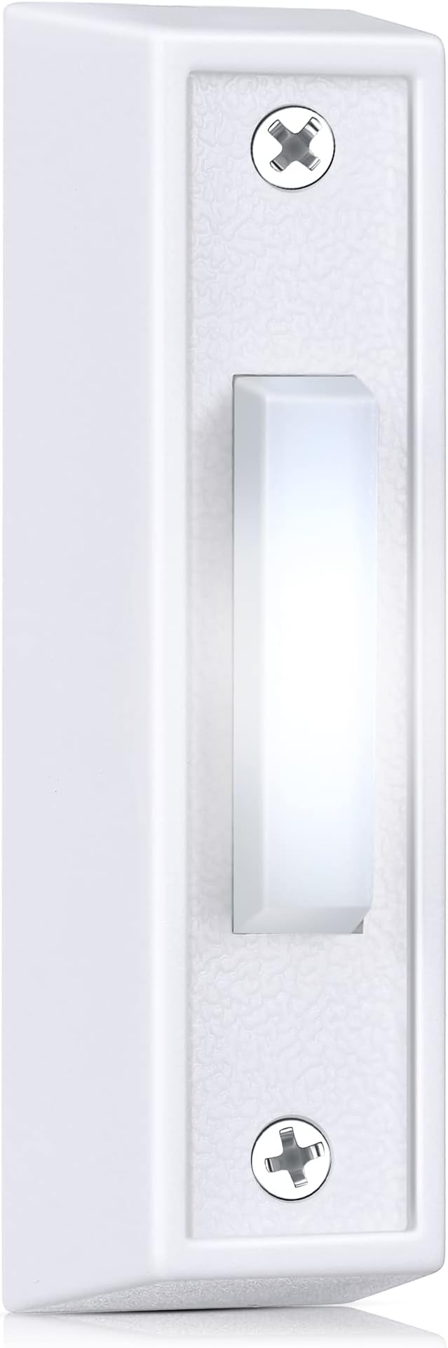 Saillong 1 Piece Lighted Doorbell Button, Wall Mounted Garage Door Opener Switch with LED Light Compatible with Most Wire Doorbell Chimes, Transformer, Ringer, Buzzers (White,White Light)