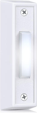 Saillong 1 Piece Lighted Doorbell Button, Wall Mounted Garage Door Opener Switch with LED Light Compatible with Most Wire Doorbell Chimes, Transformer, Ringer, Buzzers (White,White Light)