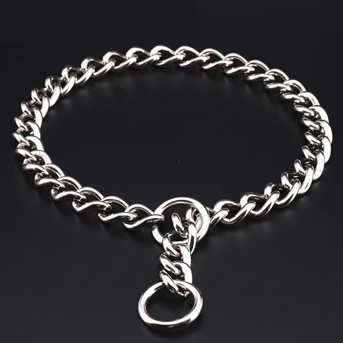 Chain Choke Collar for Dogs, Metal Slip Link Training Heavy Duty Dog Choker Collar Martingale for Medium Large Dogs L+ Length: 24” 4.0mm(Suitable for Dog's Neck 20")