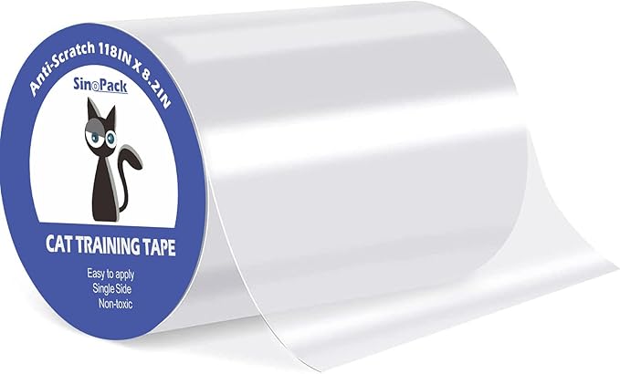 Cat Scratch Tape for Furniture, 118'' x 8.2'' Extra Wide Anti Scratch Tape, Single Sided Clear Protective Film to Stop Cats & Dogs Scratching Sofa, Couch, Doors, Walls & Car Interiors