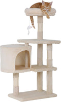 PayLessHere Cat Tree 36in Cat Tower with Cat Scratching Post, Cat Condo Stand House Furniture Kitty Activity Center with Furry Toys Cat Tree for Indoor Cats,Beige