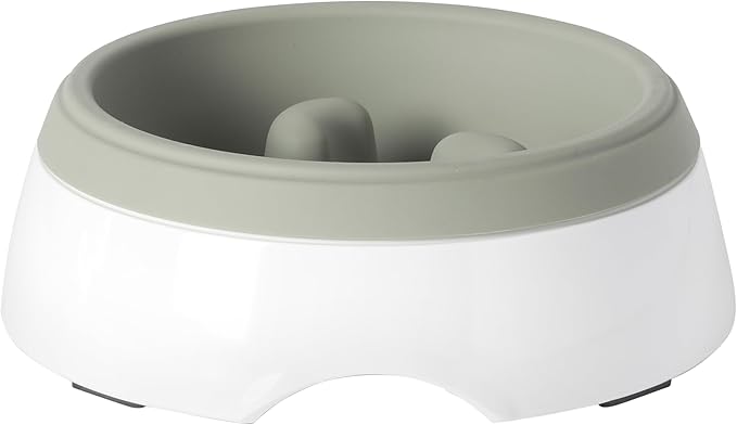 Gibson Home Curious Canines Slow Feeder Dog Bowl, 6.75” Melamine Anti-Gulp Feeding Bowl, Non-Slip, Dishwasher Safe, Green