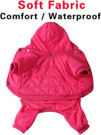 Fleece Lined Dog Coat with Detachable Hood and Detachable Hind Legs,Warm Puppy Jacket in Winter(Pink S)