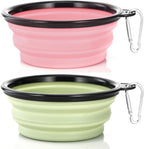 Dog Bowl Pet Collapsible Bowls, 2 Pack Collapsible Dog Water Bowls for Cats Dogs, Portable Pet Feeding Watering Dish for Walking Parking Traveling with 2 Carabiners (Small, Fairy Pink+Sprout Green)