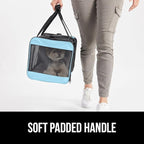 GORILLA GRIP Cat Carrier Travel Bag Up to 15 Lbs, Soft Collapsible Small Dog Carriers, Top and Side Entry Breathable Mesh, Grip Feet on Underside, Cozy Washable Waterproof Pad, Portable Kennel, Blue