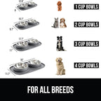 GORILLA GRIP Feeding Mat Bowl Set, 4 Cup 100% Waterproof BPA Free Silicone Base, 304 Stainless Steel Cat and Dog Bowls for Food and Water, Slip Resistant, High Edge, US Designed, Patent Pending, Gray