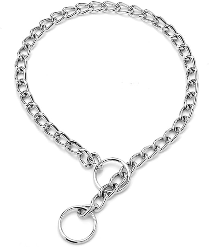 Choke Collar for Dogs, Dog Choker Collar for Large Dogs Heavy Duty Training Metal Slip Dog Chain Collars for Small Medium Large Breed Pets Boys Girls, Silver S