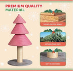 VINGLI 31.5in Christmas Tree Cat Scratcher, Pink Cat Scratching Post for Indoor Cats, Large Sisal Cat Scratching Tree Tower with Soft Fleece Base, Stable Cat Tree for Kittens & Adult Cats
