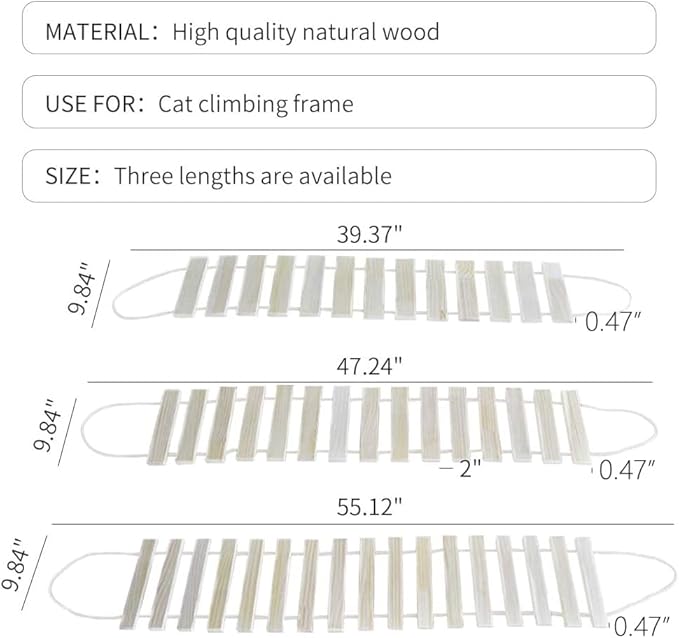 La La Pet Mod Wood Cat Bridge & Ladder Perch Hammock Tower Cat Condo Kitty Lounge for Climbing, Lounging & Playing (39.37 x 9.84 in)