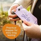 Pet Genie - On-the-Go Dog Poop Bag Dispenser for Leash - Compact & Easy to Use Device for Pet Supplies with 2-Point Secure Attachment, Includes 1 Roll (15 count) of Scented Poop Bags, (Lavender Scent)