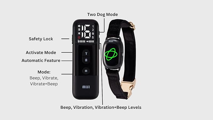Non-Shock Luxury Bark Collar-Adjustable Fit, No Shock for Small,Medium,Large Dogs, Advanced Technology with Remote, Automatic Bark Collar, Rechargeable, Dog Training, Anti-Barking, Soft Velvet,Black