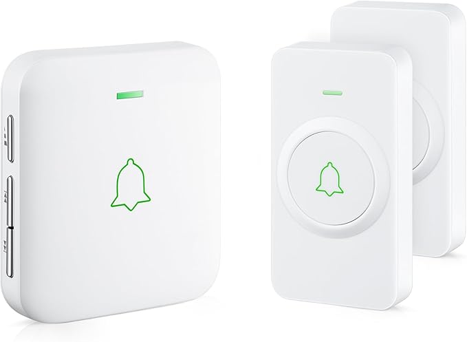 AVANTEK Wireless Door Bell, CW-21 Mini Waterproof Wireless Doorbell Operating at Over 1000 Feet, 2 Remote Buttons Can Have Different Tones, 52 Melodies, CD Quality Sound and LED Flash