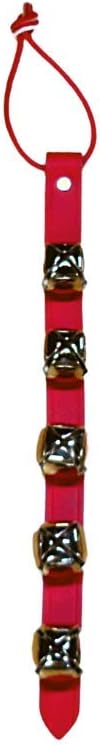 Warner Arctic Sleigh Bells Decorative Leather Strap Door Bells USA (15" with 5 Bells, Red Leather with Silver Bells)
