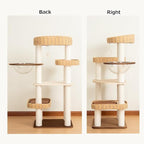 Modern Cat Tree for Large Cats, 48-Inch Tall Cat Tree Tower with Wide Shelves Cotton Scratching Posts, Super Sturdy Base, Cozy Perches, and Interactive Toys for Indoor