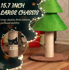 VINGLI 31.5in Christmas Tree Cat Scratcher, Grass Green Cat Scratching Post for Indoor Cats, Large Sisal Cat Scratching Tree Tower with Soft Fleece Base, Stable Cat Tree for Kittens & Adult Cats