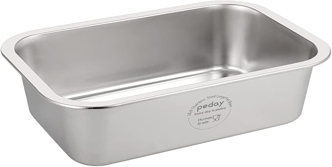 PEDAY 0.84 Gallon Dog Water Bowl, Human Grade Stainless Steel, for Medium & Large Sized Dogs- Silver Classic