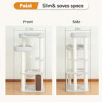 Cat Tree for Large Cat, Modern Senior Friendly Cat Tower with Wide Shelves Low Step, Cotton Scratching Posts, Super Sturdy Base, Cozy Perches, and Interactive Toys (Gray)