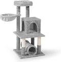 Tall Cat Tree for Indoor Large Cats or Kittens, Multi-Level Cat Activity Tree with Scratching Posts, Hammock, Cat Cave Condo, Modern Cute Small Cat Climbing Tower with Widened Perch