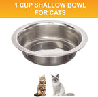 Neater Pet Brands 1 Cup (8 oz.) Shallow Stainless Steel Cat Bowls, 1 Single Neater Feeder Replacement Bowl (Express & Deluxe), Metal Cat Dishes for Food and Water, Whisker Friendly, Dishwasher Safe