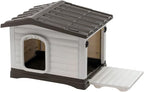 Ferplast Outdoor Kennel, Dog House DOGVILLA 60 in Resistant Thermoplastic Resin, Opening Side Panel, Gray, 87252799, Small