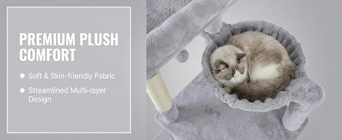 71" Tall Cat Tree for Indoor Cats, Large Multi-Level Cat Tower with Hammock, Condo & Scratching Posts, Plush Cat Tower for Large & Multiple Cats