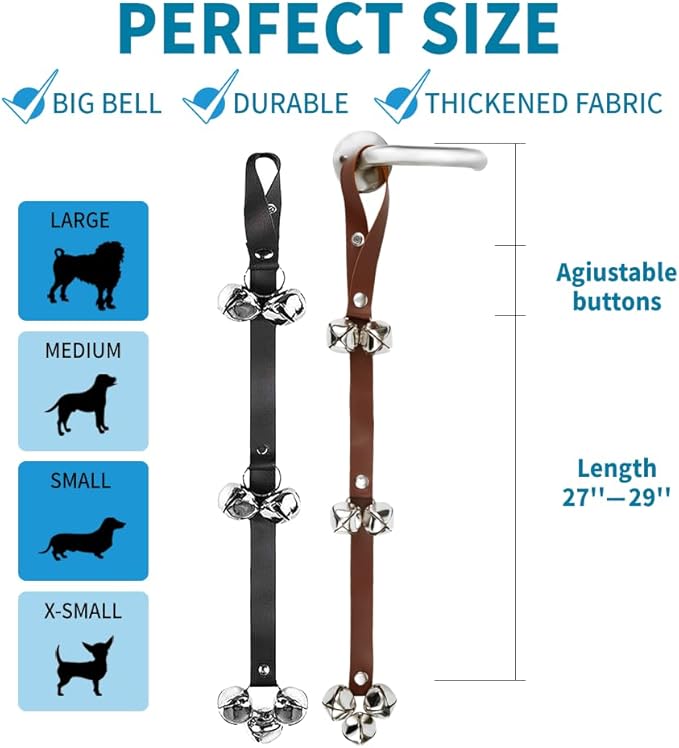 Leather Door Bells for Dogs Potty Doorbells for Dogs Training Dog Buttons for Communication Dog Training Bell Pet Supplies (Brown)