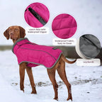 Fragralley Dog Coat Large, Waterproof Dog Jacket with Warm Fleece Lining, Adjustable Reflective Dogs Winter Coat, Turtleneck Pet Coats for Cold Weather (Rose Pink XXXL)