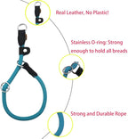 Braided Round Martingale Dog Collar, Training Collar with Slidable Stop Ring and Adjustable Stopper - Ideal for Large Dogs (L(1/2") - 20" Long, Light Blue)
